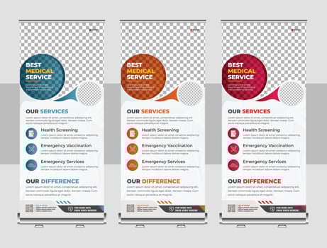 corporate business company rackcard, stand banner, and x banner template vector