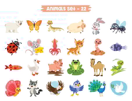 Set Of Cute Cartoon Animals vector