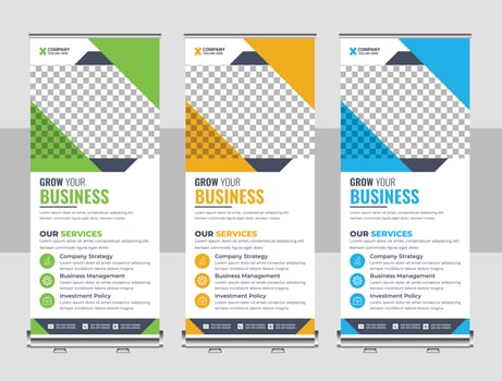 corporate business company rackcard, stand banner, and x banner template vector