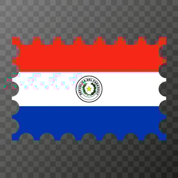 Postage stamp with Paraguay flag. Vector illustration.