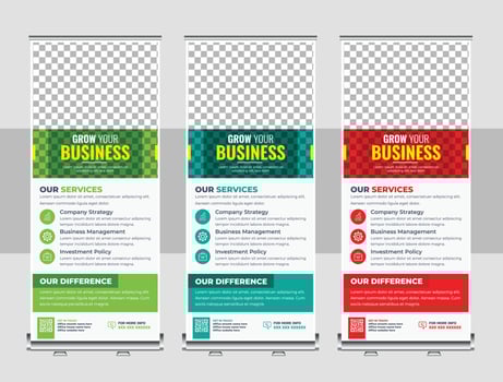 corporate business company rackcard, stand banner, and x banner template vector