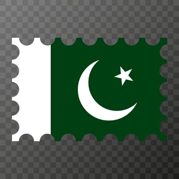 Postage stamp with Pakistan flag. Vector illustration.