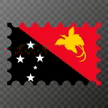 Postage stamp with Papua New Guinea flag. Vector illustration.