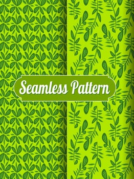 seamless floral pattern's set of collection ornaments. hand drawn abstract botanic leaves background. Endless textile texture used for printing retro fabric pattern design. vector