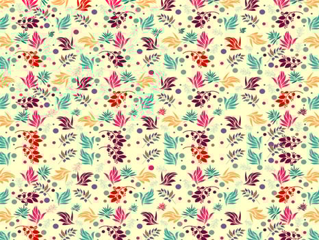 seamless floral pattern's set of collection ornaments. hand drawn abstract botanic leaves background. Endless textile texture used for printing retro fabric pattern design. vector