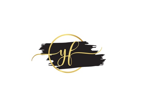 Golden Yf Signature Letter, Unique YF Logo Letter Vector Icon