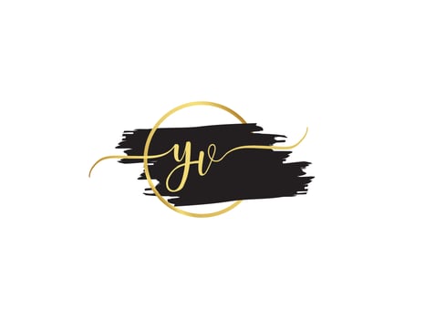 Golden Yv Signature Letter, Unique YV Logo Letter Vector Icon