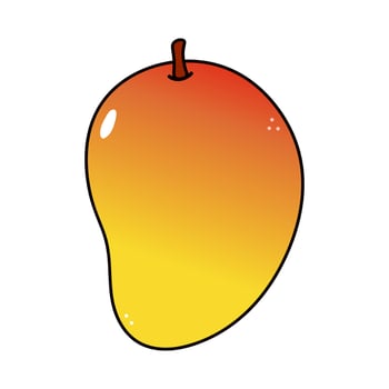 Cute funny Mango character. Vector hand drawn traditional cartoon vintage, retro, kawaii character illustration icon. Isolated on white background. Mango character concept