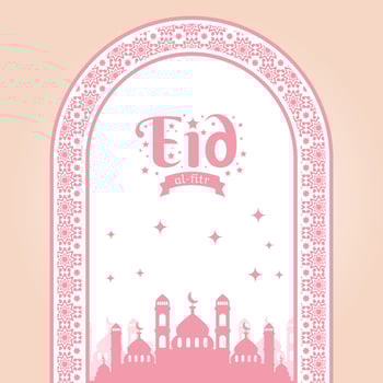 Eid al fitr pink color islamic element design vector