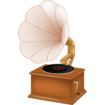 Transparent music device gramophone, antique and classic style png