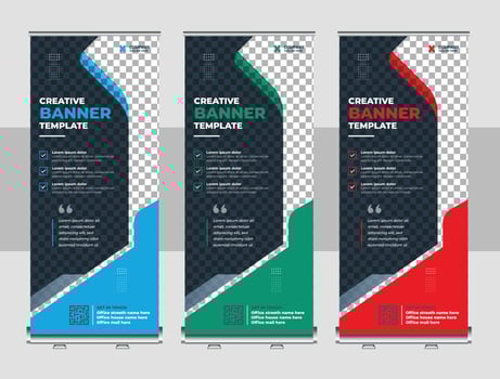 orporate business company rackcard, stand banner, and x banner design vector