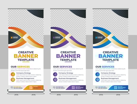 orporate business company rackcard, stand banner, and x banner design vector