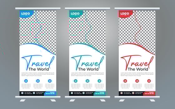Roll Up Banner template, stand design, advertisement, display, business flyer, vector illustration
