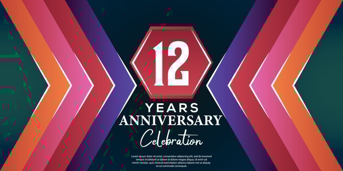 12 year anniversary celebration design with luxury abstract color style on luxury black backgroun vector