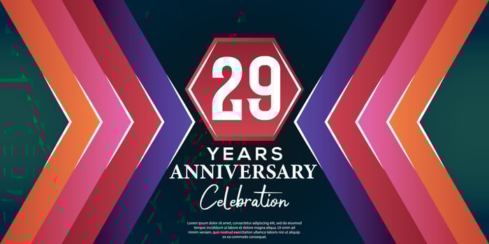 29 year anniversary celebration design with luxury abstract color style on luxury black backgroun vector