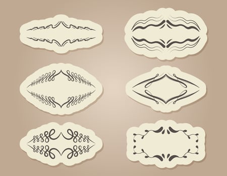 Set of vector isolated vintage old frames. Victorian templates with swirls design element.
