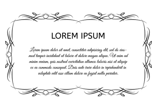 Decorative vintage horizontal frame with the place for your text in center. Vintage ornament greeting card template. Vector illustration.