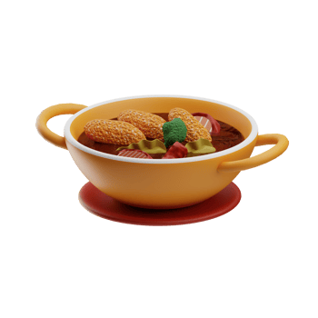 Asian Food Chicken Curry 3D Illustration png