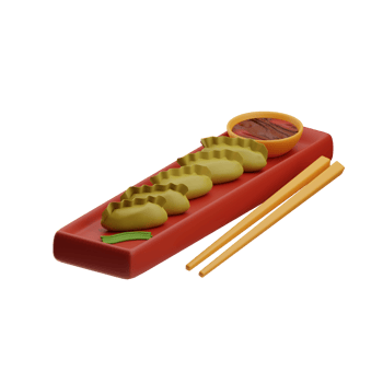 Asian Food Gyoza 3D Illustration png