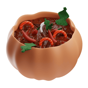 Asian Food Pumpkin with baked cream 3D Illustration png