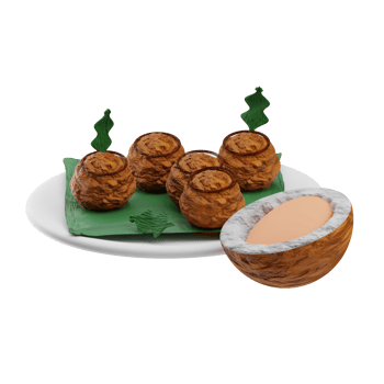 Asian Food Bananas in coconut flakes 3D Illustration png