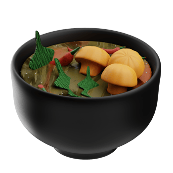 Asian Food Spicy Chicken Soup 3D Illustration png