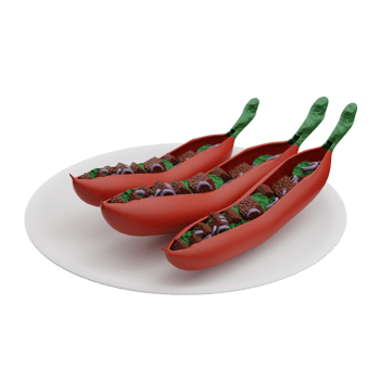 Asian Food Stuffed Chili Peppers 3D Illustration png