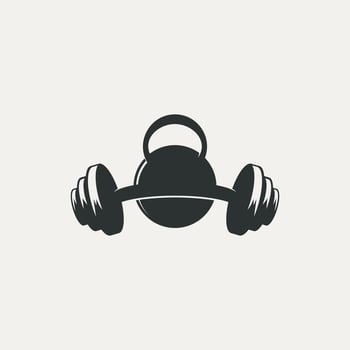 Combination barbell kettlebell vector icon, logos, etc. interchangeable color.