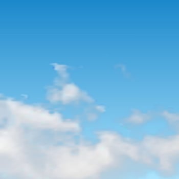 Natural background with cloud on blue sky. Realistic cloud on blue backdrop. Vector illustration