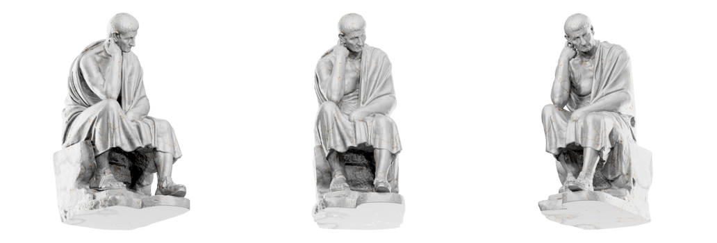 A breathtaking 3D render of the Philosopher Chrysippus statue, capturing the essence of ancient Greek art with stunning realism. png