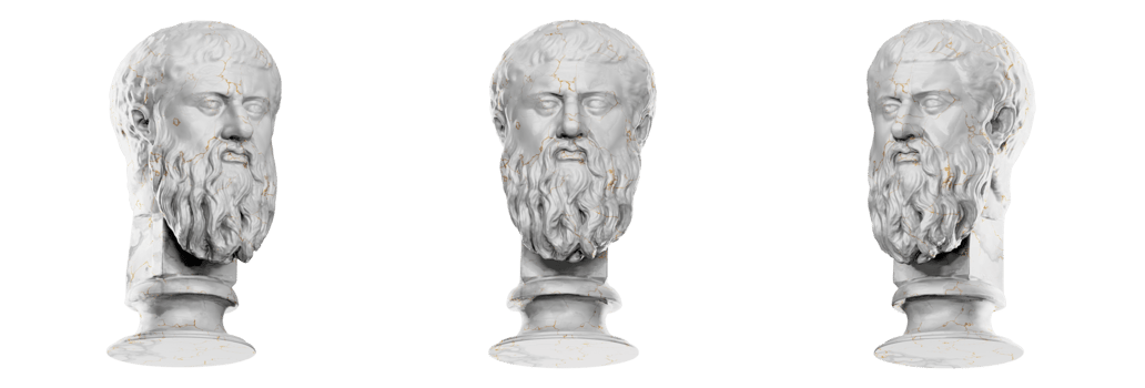 A stunning 3D render of Plato's statue in classic style png