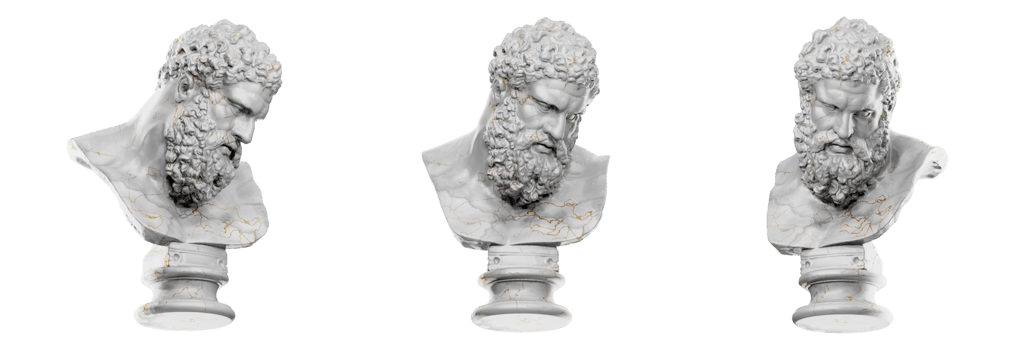 Magnificent 3D render of the Farnese Hercules bust png