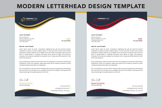 Corporate modern business letterhead design template, 2 color variation, business letterhead design template vector