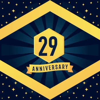 29 year anniversary logotype design with blue twist infinity multiple line design in yellow color border template vector illustration