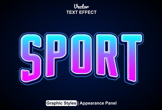 sport text effect with blue color graphic style editable. vector