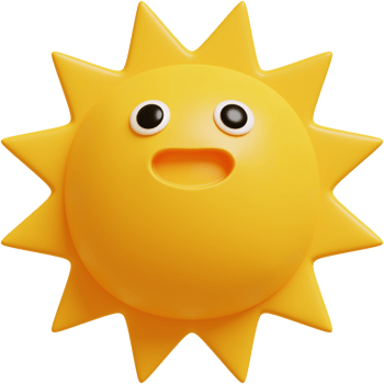 3D Sun Emoji.Happy sun, funny cute character. png