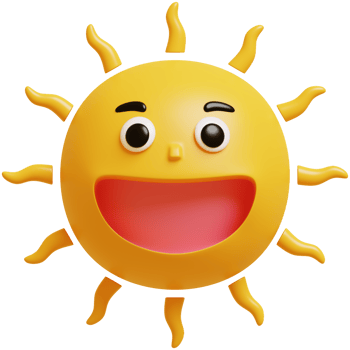 3D Sun Emoji.Happy sun, funny cute character. png