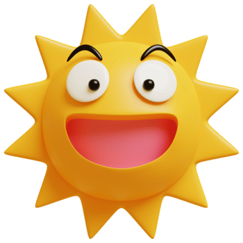 3D Sun Emoji.Happy sun, funny cute character. png