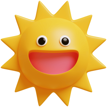 3D Sun Emoji.Happy sun, funny cute character. png