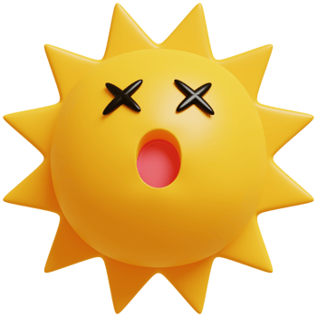 3D sun emoticon.Yellow face wow emoji. Surprised, shocked emoticon. Popular chat elements. png