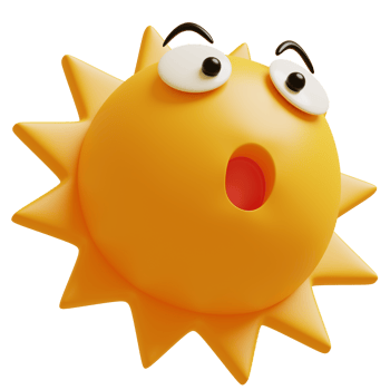 3D sun emoticon.Yellow face wow emoji. Surprised, shocked emoticon. Popular chat elements. png