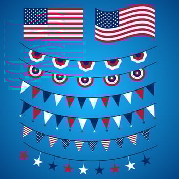 US memorial day, Patriot proud label, American flag and national symbols, United States of America patriotic emblems vector set. National independence day 4th july badges