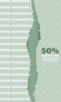 Banner Sale 50 Off Selected Ramadan Special Items With Islamic 3D Ornament Pastel Green Color Attractive Elegant Simple EPS 10 vector