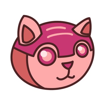 line art robot cat face. abstract animal, future. vector illustration.
