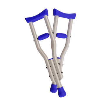 medical crutches handicap assistance equipment for injured or disabled patient. 3d illustration rendering png