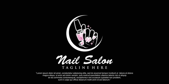 Vector nail studio or nail polish icon logo design  with unique concept Premium Vector
