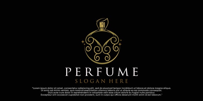 Vector minimalist simple bottle perfume logo with design unique Premium Vector