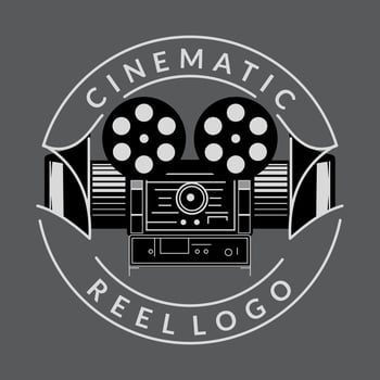 Camera Cinematic Reel Emblem Logo vector