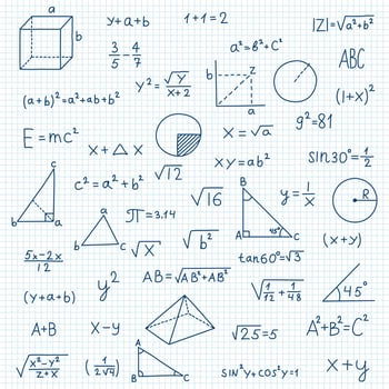 Hand drawn math symbols icon in flat style. Mathematics formula vector illustration on isolated background. School education sign business concept.