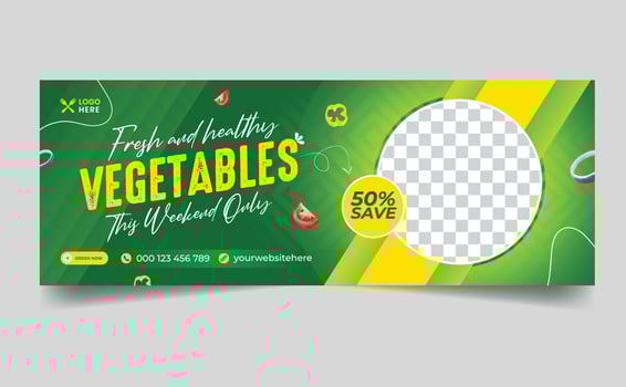 Healthy vegetable and grocery facebook cover design vector
